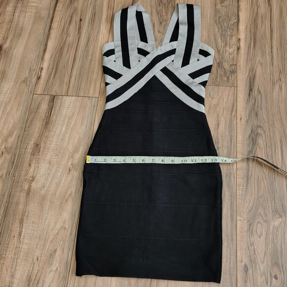 Rachael G Stretch Dress with Thick Straps, Black with Gray - Picture 10 of 12